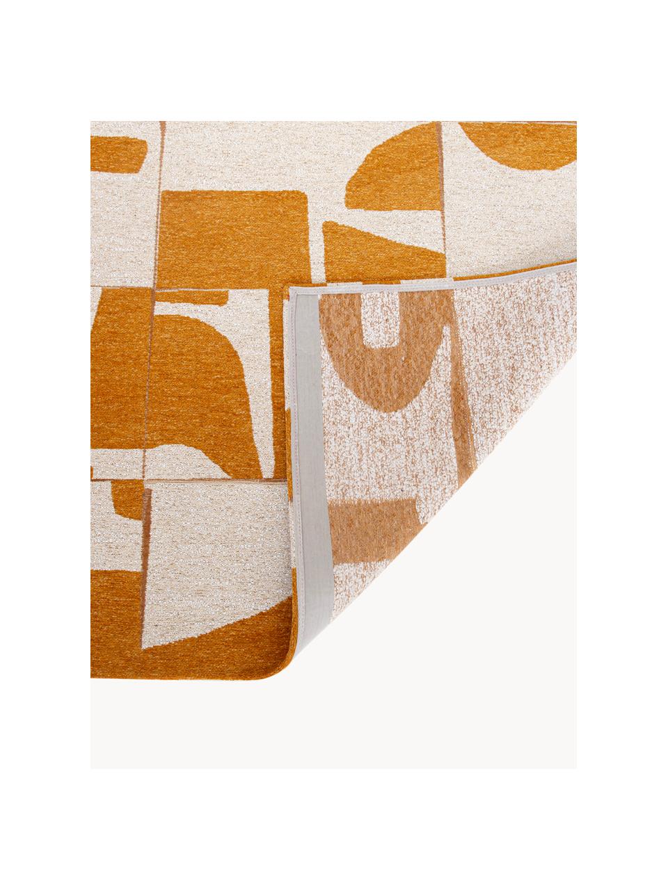 Teppich Papercut mit grafischem Muster, 100 % Polyester, Ocker, Cremeweiss, B 80 x L 150 cm (Grösse XS)