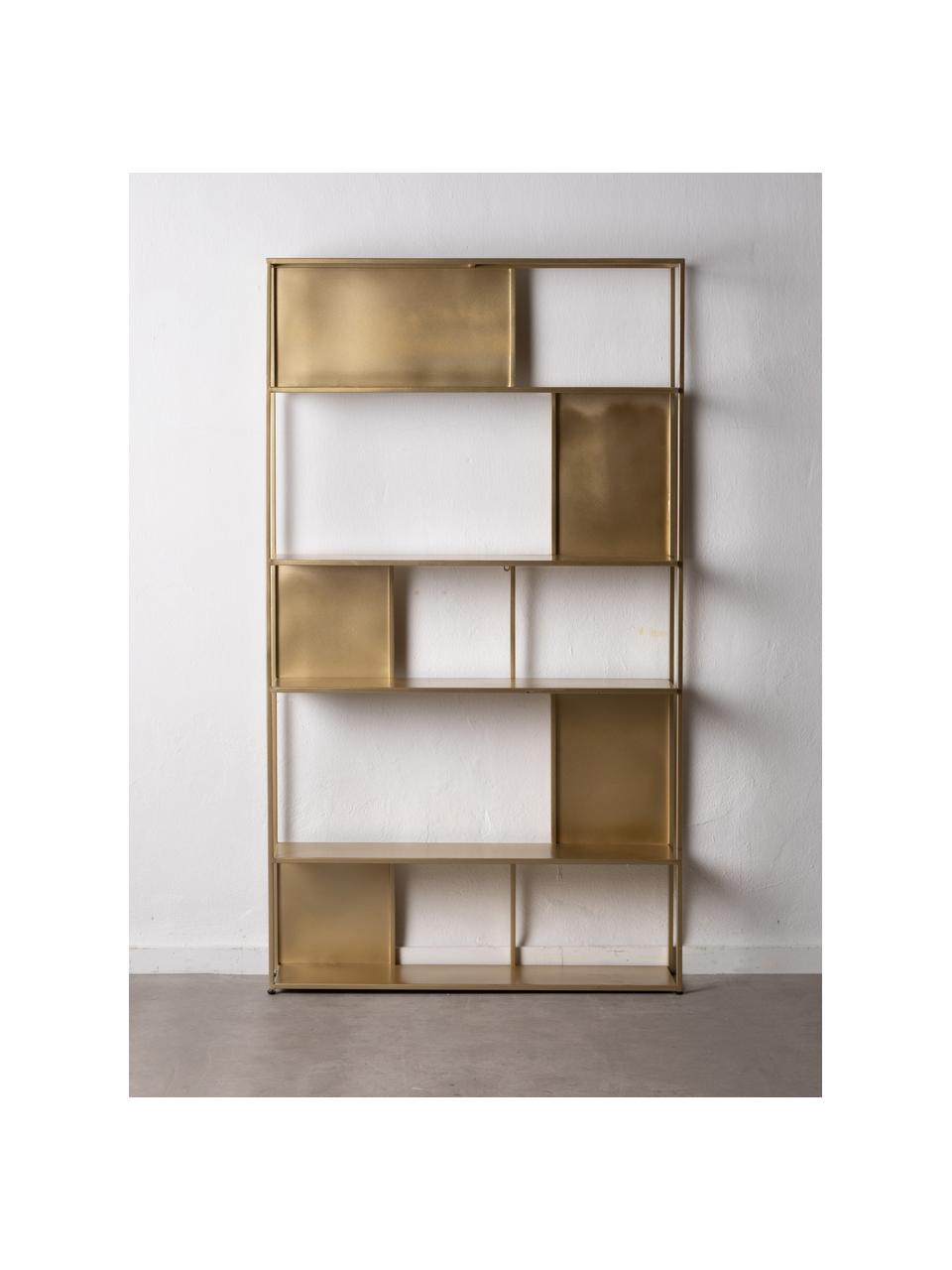 Libreria dorata Talme, Metallo rivestito, Dorato, Larg. 100 x Alt. 175 cm