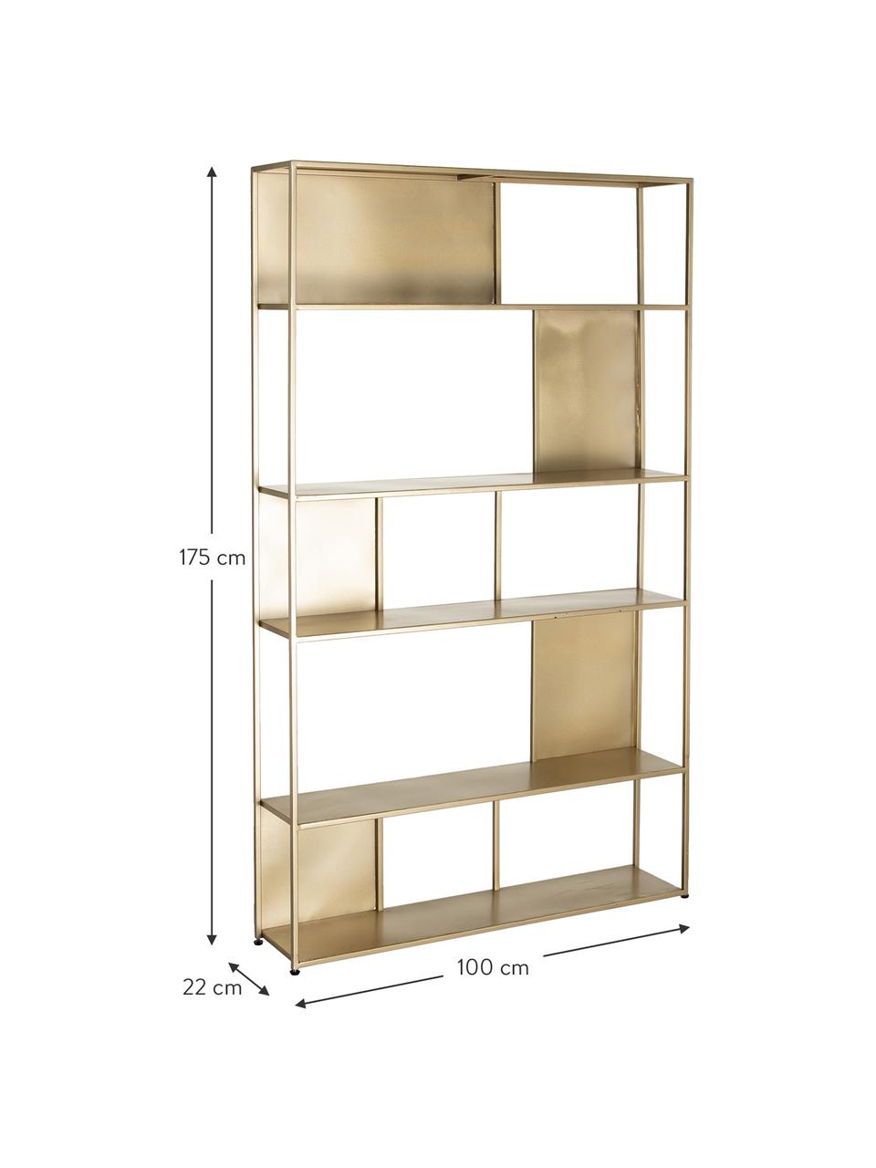 Libreria dorata Talme, Metallo rivestito, Dorato, Larg. 100 x Alt. 175 cm