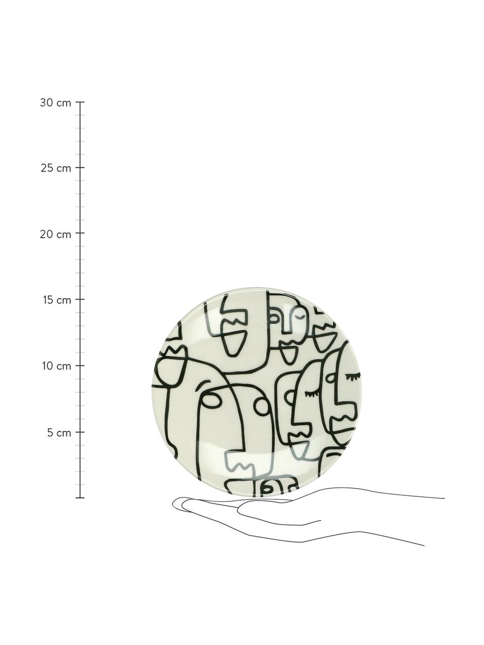 Platos postre Modiglia, 2 uds., Gres, Blanco crema, negro, Ø 16 cm