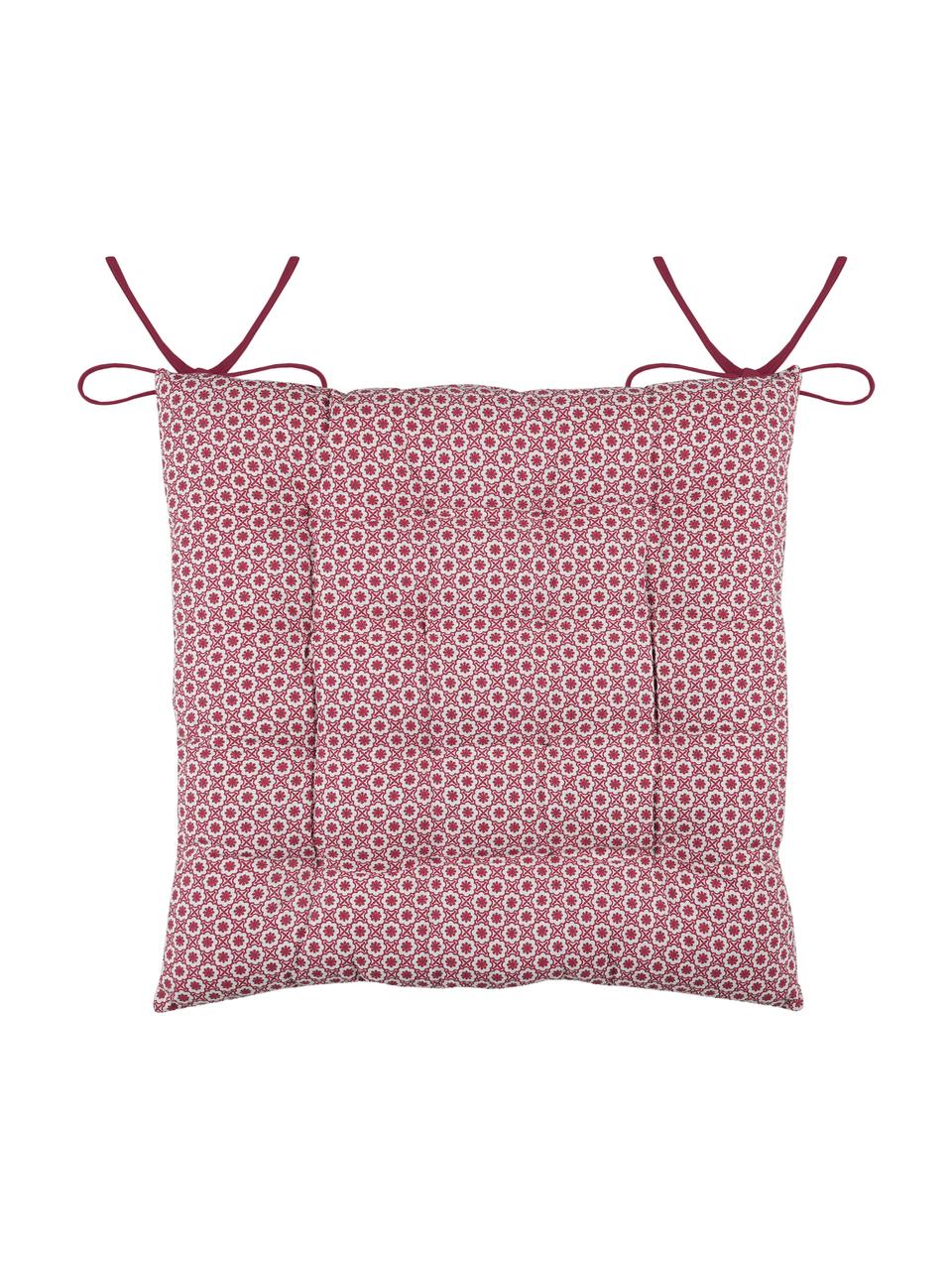 Cuscino sedia reversibile rosso/bianco Galette, 100% cotone, Rosso, bianco, Larg. 40 x Lung. 40 cm
