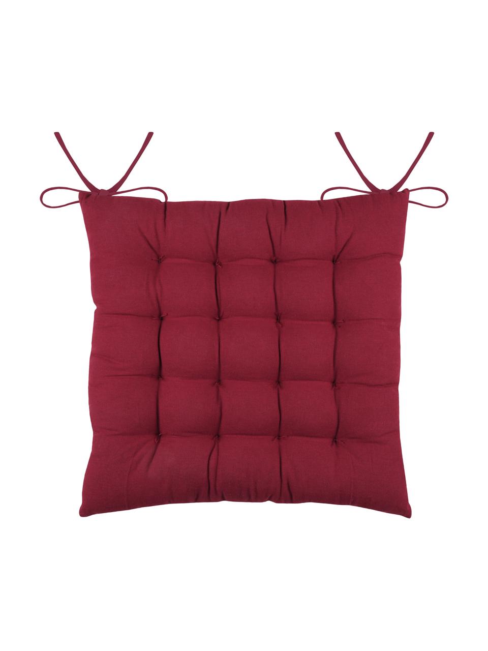 Dwustronna poduszka siedziska na krzesło Galette, 100% bawełna, Czerwony, biały, S 40 x D 40 cm