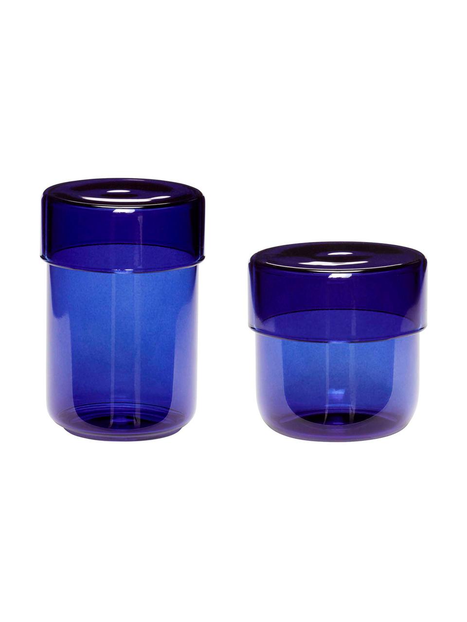 Opbergpottenset Transisto, 2-delig, Glas, Blauw, Pottenset S