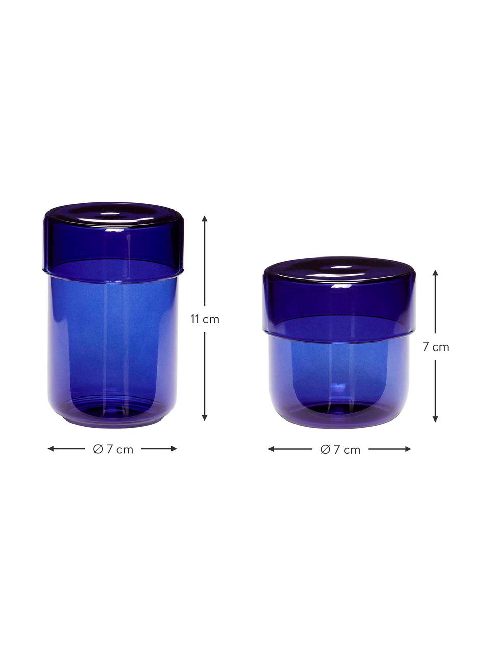 Boîte en verre bleu Transisto, 2 élém., Verre, Bleu, Ensemble de boîtes S