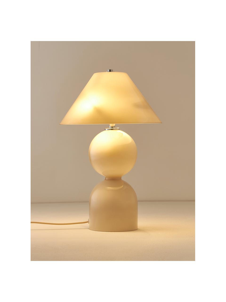 Lampe à poser ajustable en verre Danielle, Beige, haute brillance, Ø 27 x haut. 41 cm