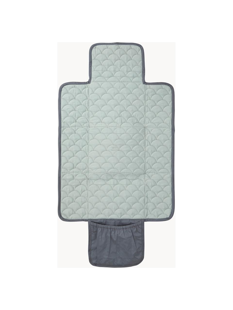 Kleine aankleedmat Wave van biokatoen, Bekleding: 100% biokatoen, OCS-gecer, Grijs, mintgroen, B 19 x L 23 cm