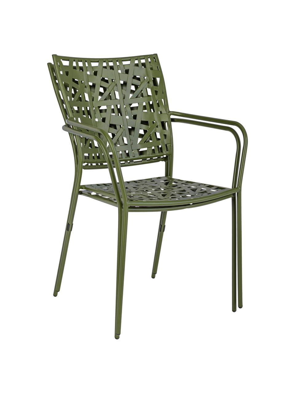 Sedia impilabile da giardino in metallo Kelsie, Metallo verniciato a polvere, Verde, Larg. 55 x Prof. 54 cm