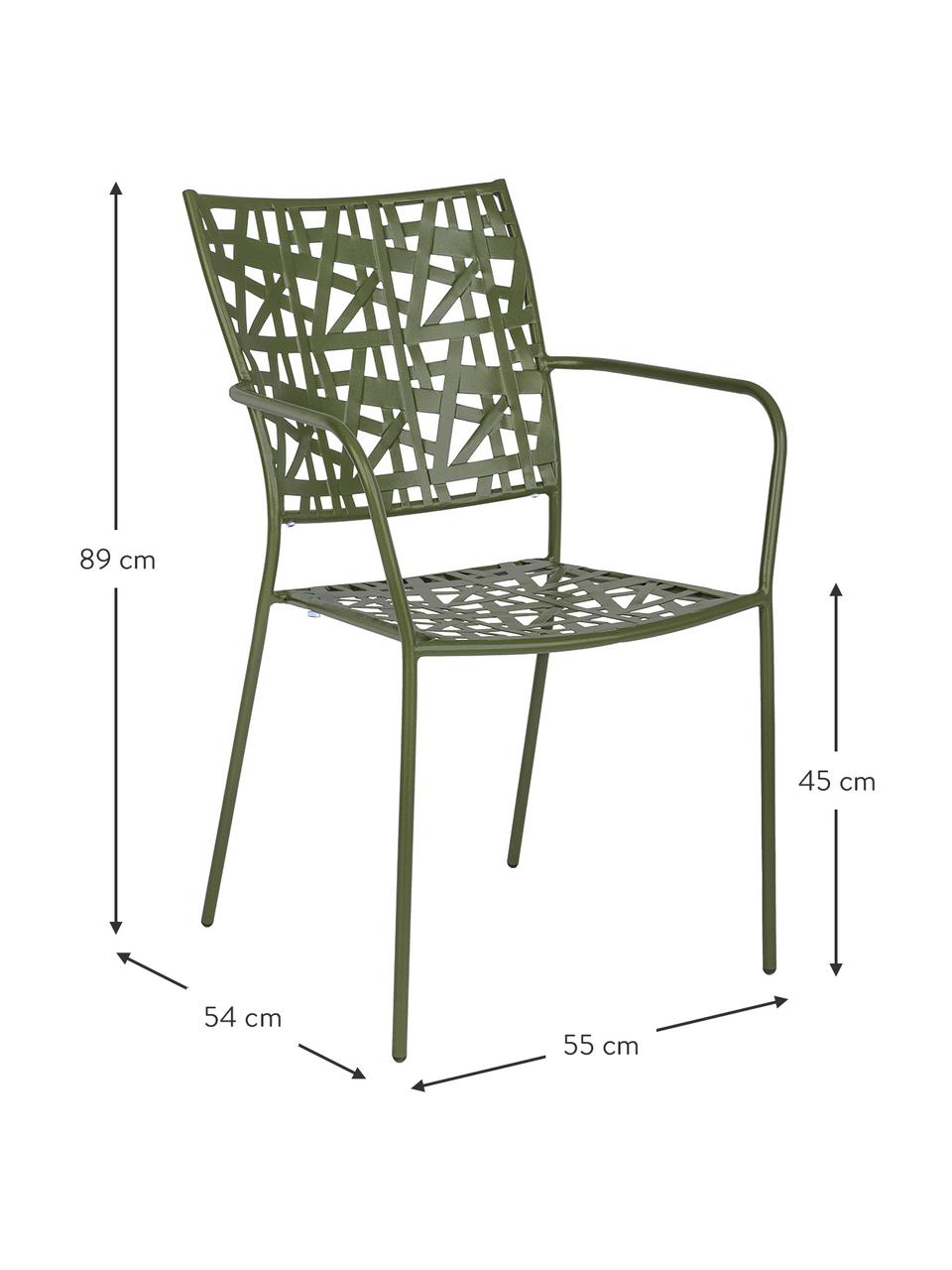 Krzesło ogrodowe z metalu Kelsie, Metal malowany proszkowo, Zielony, S 55 x G 54 cm