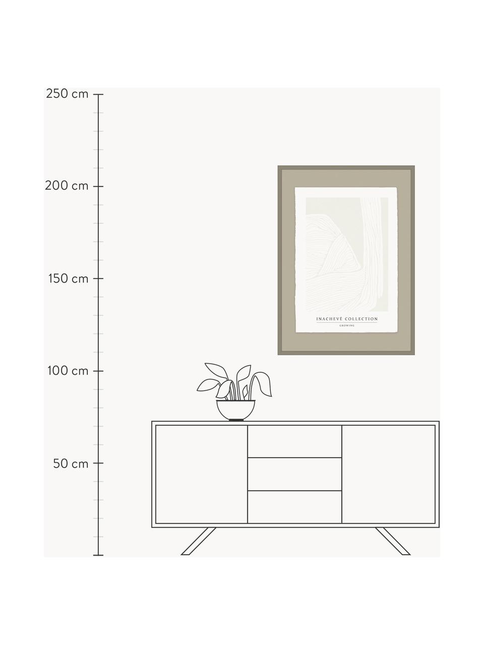 Impression numérique encadrée Growing, artisanale, Tons beiges, blanc, larg. 73 x haut. 103 cm