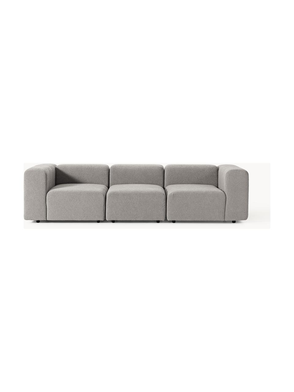 Modulares Bouclé-Sofa Lena (4-Sitzer), Bezug: Bouclé (93 % Polyester, 6, Gestell: Buchenholz, Spanplatte, H, Bouclé Grau, B 287 x T 106 cm