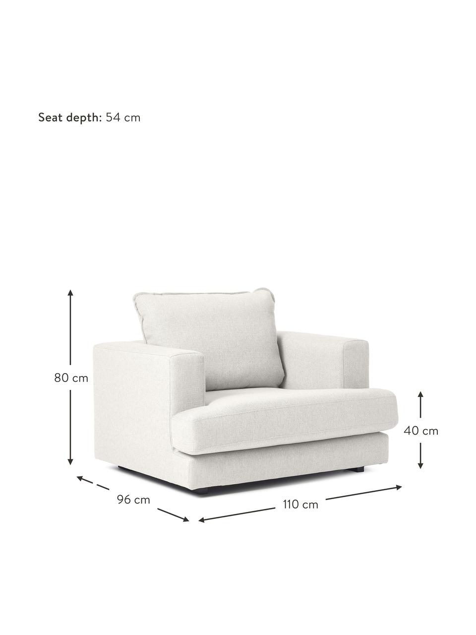 Fotel Tribeca, Tapicerka: 100% poliester Dzięki tka, Stelaż: lite drewno sosnowe, Nogi: lite drewno bukowe, lakie, Beżowa tkanina, S 110 x G 96 cm