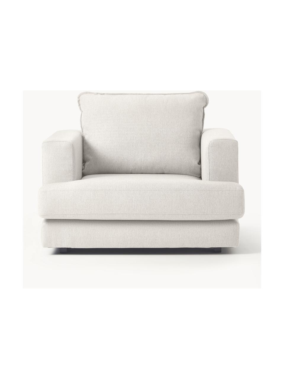 Fauteuil Tribeca, Bekleding: 100% polyester Met 23.000, Frame: massief grenenhout, Poten: massief gelakt beukenhout, Geweven stof crèmewit, B 110 x D 96 cm