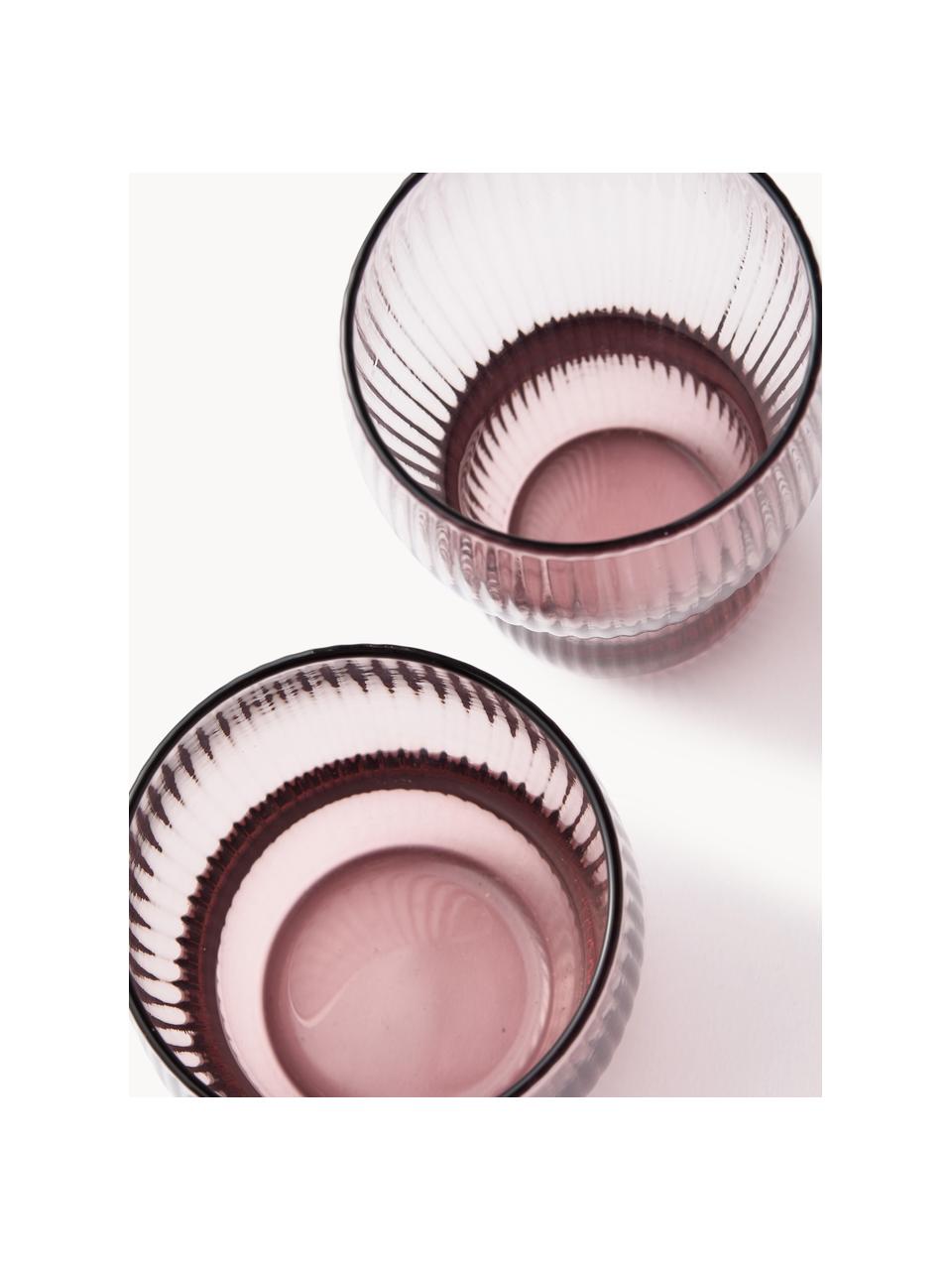 Ručne fúkané poháre na vodu Pum, 2 ks, Fúkané sklo, Staroružová, Ø 8 x V 9 cm, 200 ml