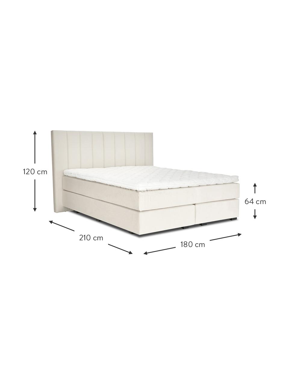 Letto Boxspring in velluto Premium Lacey, Materasso: a molle insacchettate a 7, Piedini: legno massello di faggio,, Beige, 200 x 200