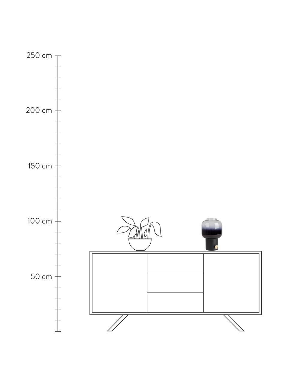 Lampka nocna ze szkła z funkcją przyciemniania Moody, Czarny, transparentny, mosiądz, Ø 20 x W 30 cm