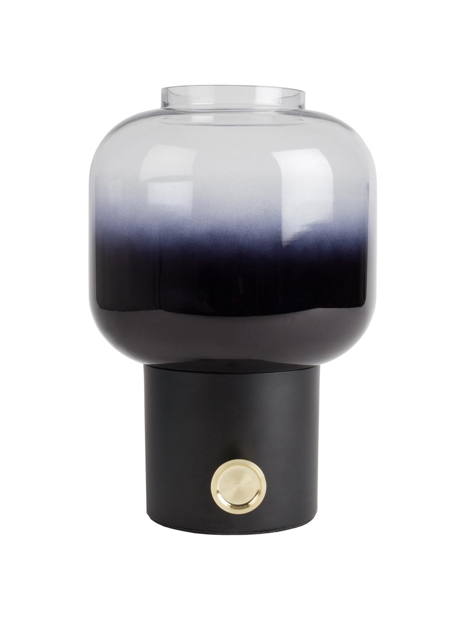 Malá stmievateľná stolová lampa zo skla Moody, Čierna, priehľadná, mosadzná, Ø 20 x V 30 cm