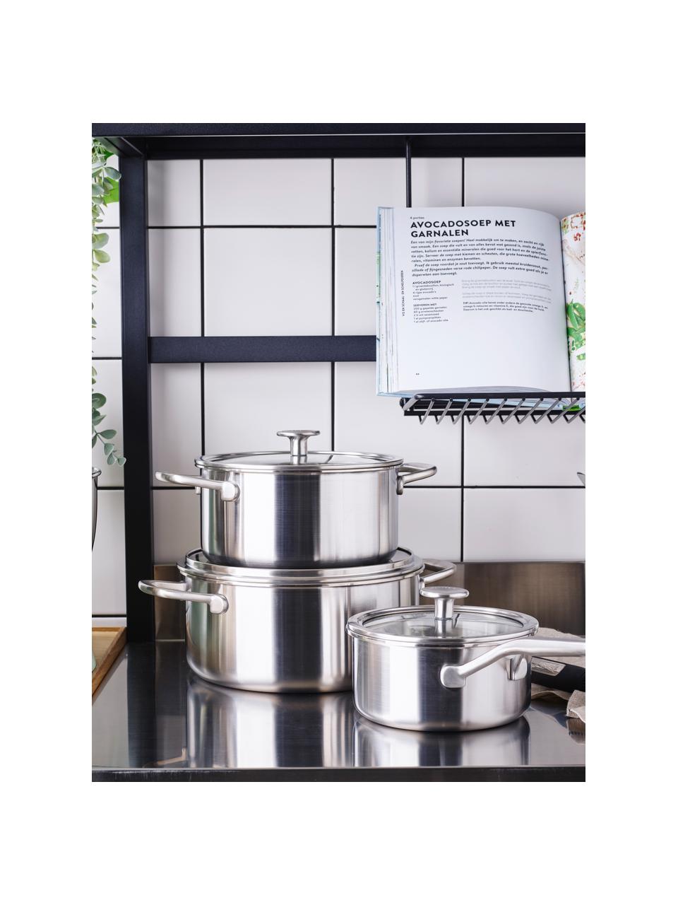 Kookset KitchenAid met 3 lagen, 7-delig, Deksel: glas, Zilverkleurig, 7-delige set met verschillende formaten