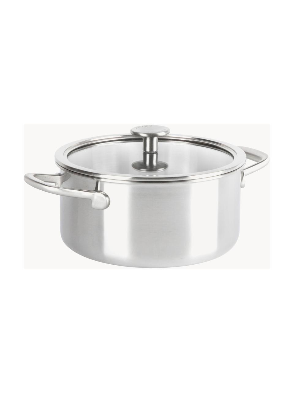 Batteria di pentole da cucina con tre strati KitchenAid 7 pz, Coperchio: vetro, Argentato, Set di 7 pezzi in varie misure