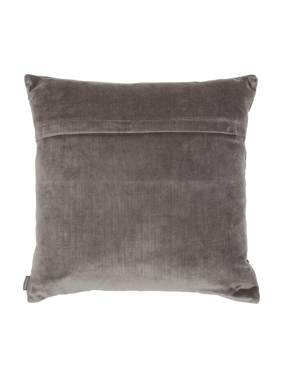 Cuscino in velluto ricamato Preston, Grigio, crema, Larg. 45 x Lung. 45 cm