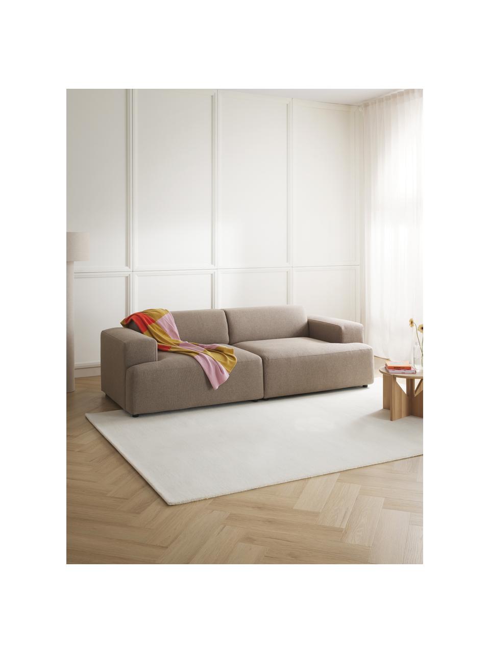 Sofa Melva (3-osobowa), Tapicerka: 100% poliester Dzięki tka, Stelaż: lite drewno sosnowe, cert, Nogi: tworzywo sztuczne, Brązowa tkanina, S 238 x G 101 cm