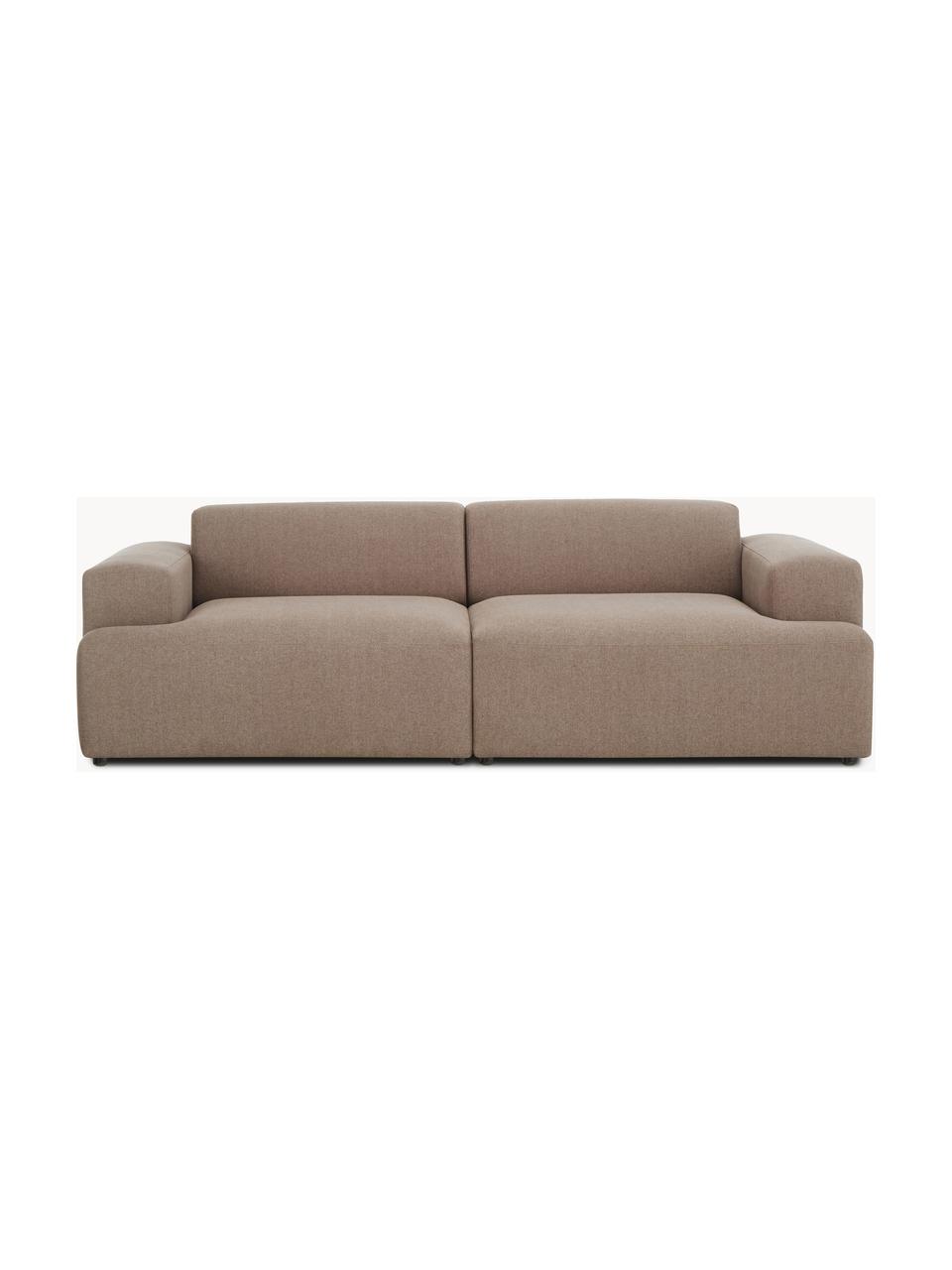 Bank Melva (3-zits), Bekleding: 100% polyester De slijtva, Frame: massief grenenhout, FSC-g, Poten: kunststof, Geweven stof nougat, B 238 x H 101 cm