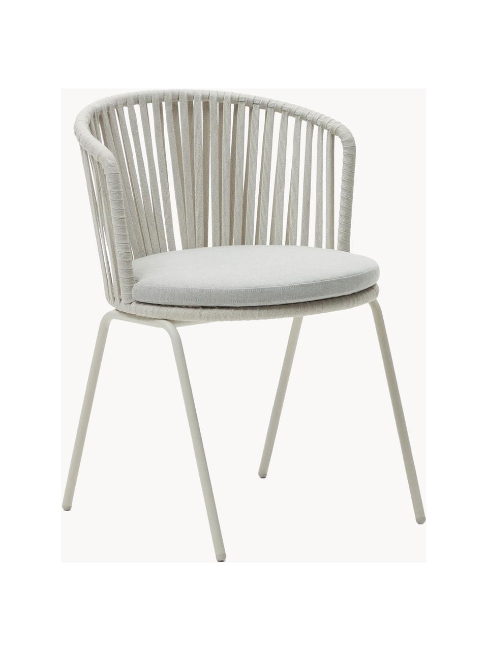 Chaise de jardin à accoudoirs Saconca, Tissu gris clair, beige clair, larg. 59 x prof. 56 cm