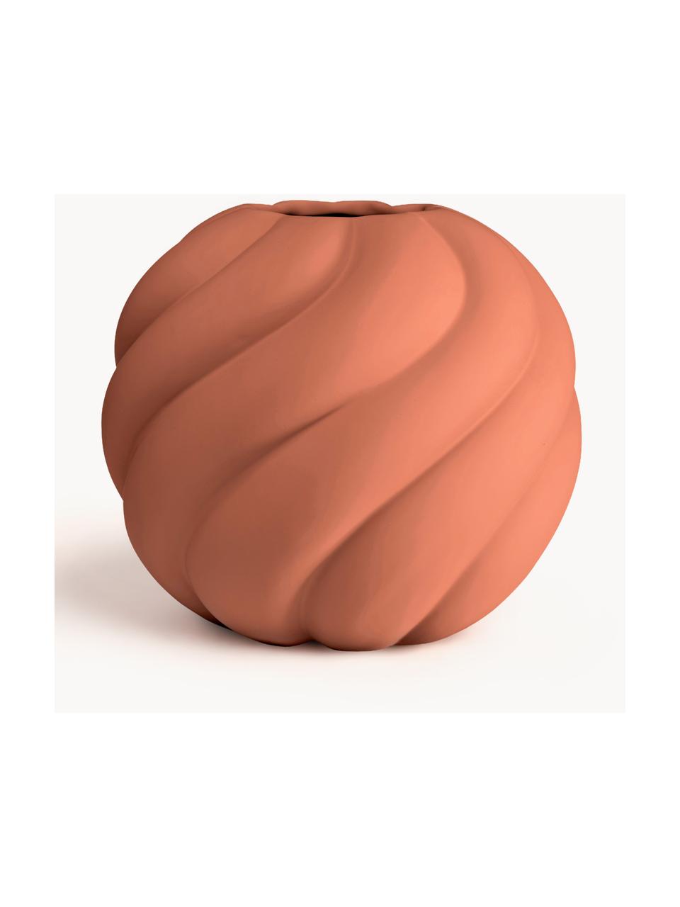 Ręcznie malowany wazon z ceramiki Twist Ball, W 20 cm, Ceramika, Terakota, Ø 22 x W 20 cm