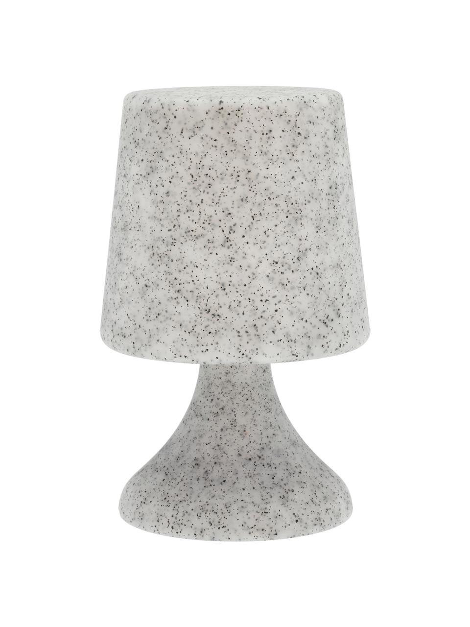 Lámpara de mesa para exterior regulable Midnat, portátil con mando a distancia, Pantalla: plástico, Blanco grisaceo, Ø 16 x Al 26 cm