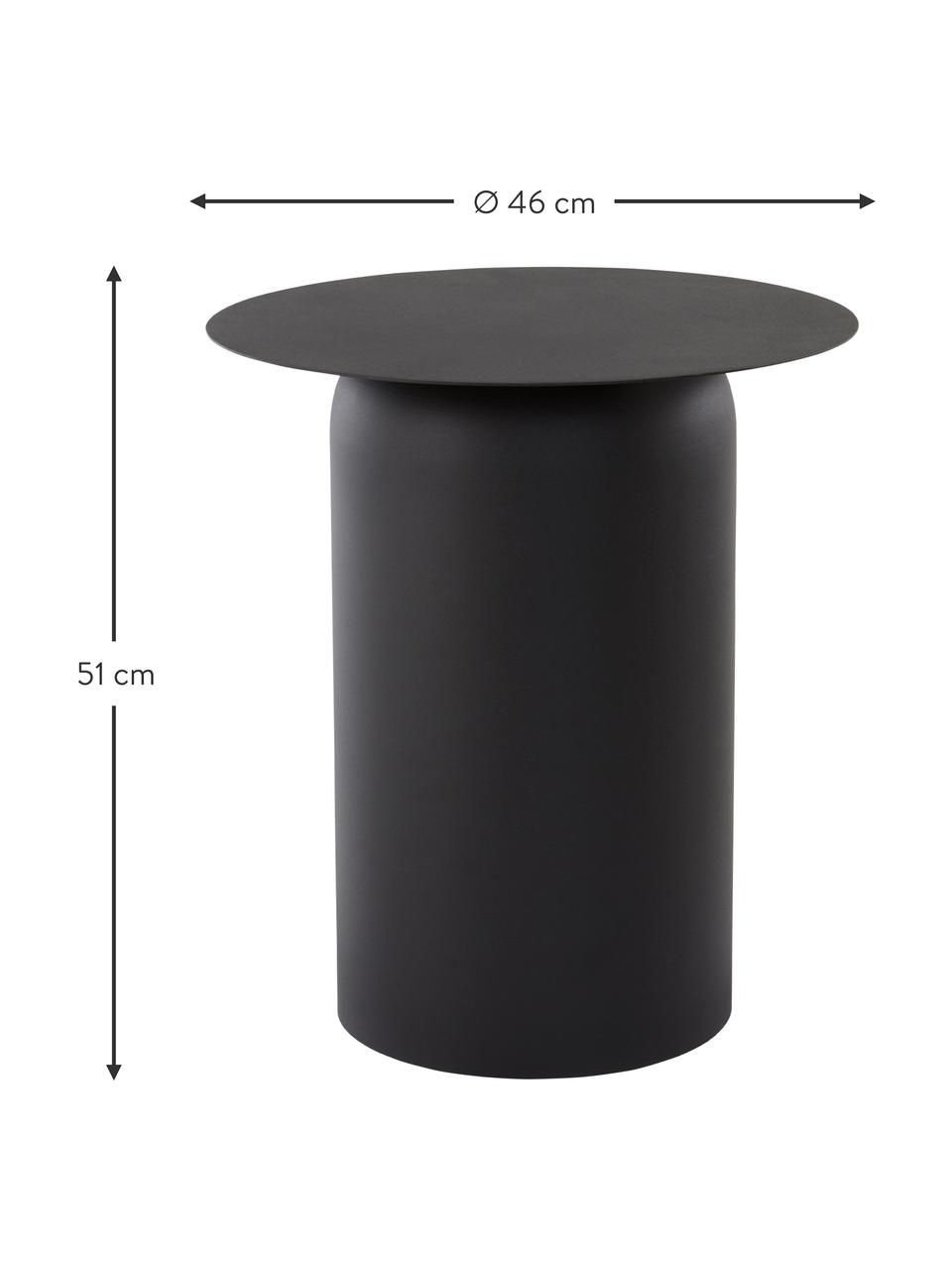 Tavolino rotondo Zele, Ferro verniciato a polvere, Nero, Ø 46 x Alt. 51 cm