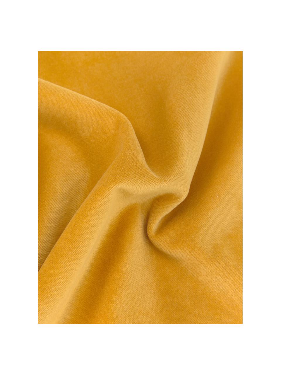 Federa arredo in velluto giallo ocra Dana, 100% velluto di cotone, Giallo ocra, Larg. 40 x Lung. 40 cm