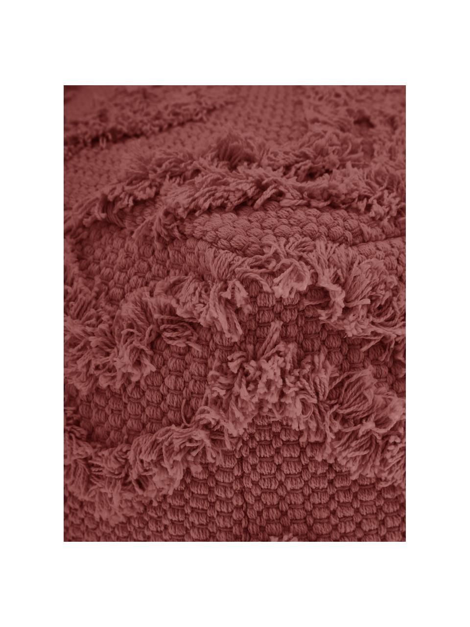 Puff grande artesanal Akesha, estilo boho, Funda: algodón, Tejido rojo indio, An 50 x Al 50 cm