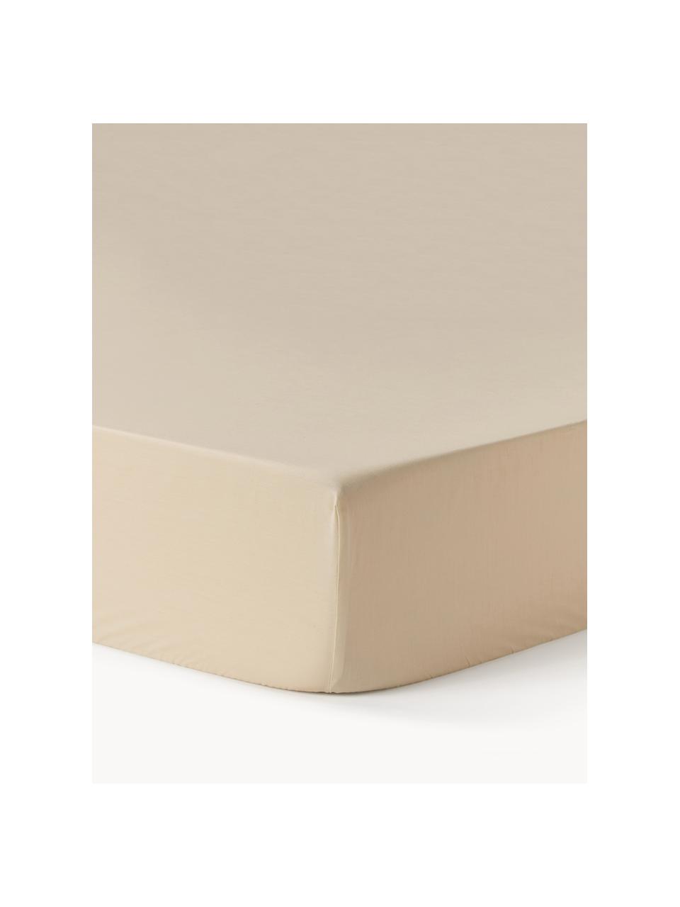 Topper hoeslaken Elsie, katoen perkal, Weeftechniek: perkal, Beige, B 180 x L 200 cm, H 15 cm