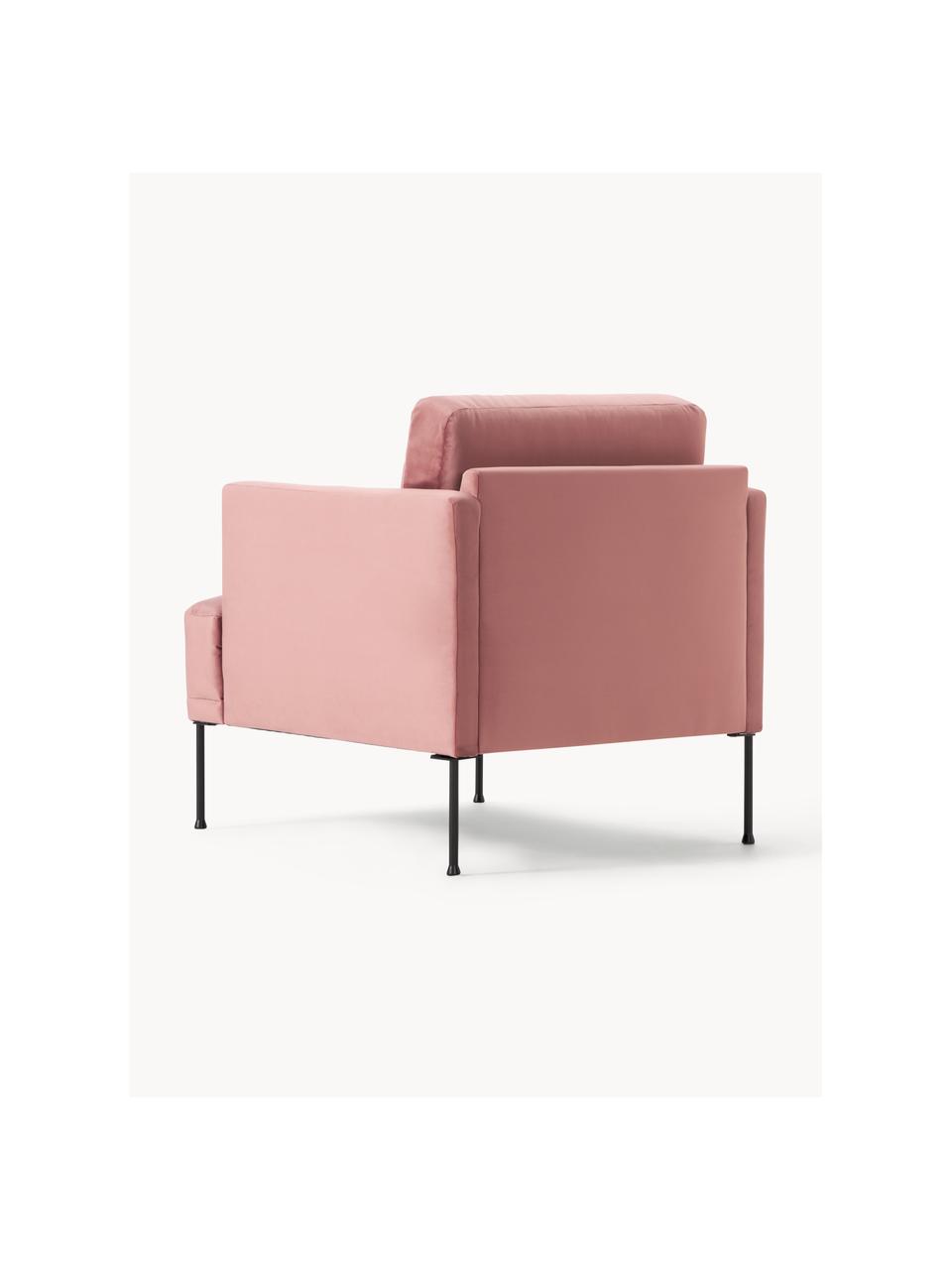 Sillón de terciopelo Fluente, Tapizado: terciopelo (poliéster de , Estructura: madera de pino maciza., Patas: metal con pintura en polv, Terciopelo rosa palo, An 74 x F 85 cm