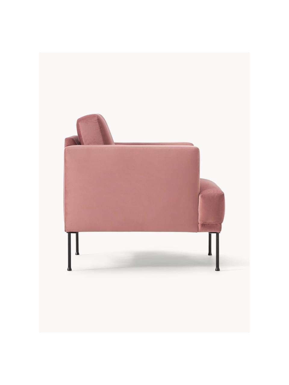 Sillón de terciopelo Fluente, Tapizado: terciopelo (poliéster de , Estructura: madera de pino maciza., Patas: metal con pintura en polv, Terciopelo rosa palo, An 74 x F 85 cm