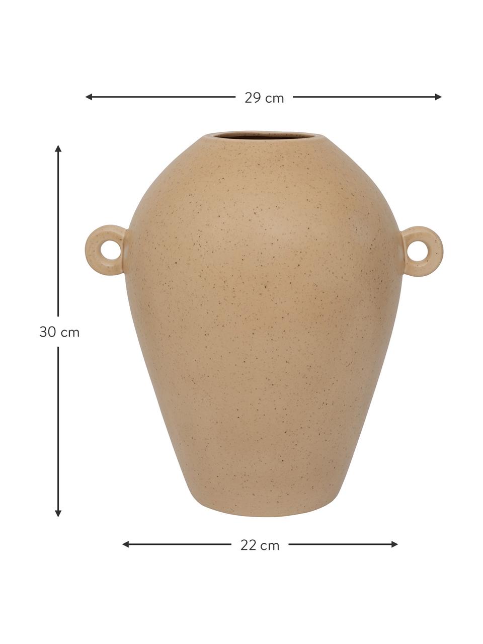 Handgefertigte Keramik-Vase Quiet in Beige, Keramik, Beige, B 29 x H 30 cm