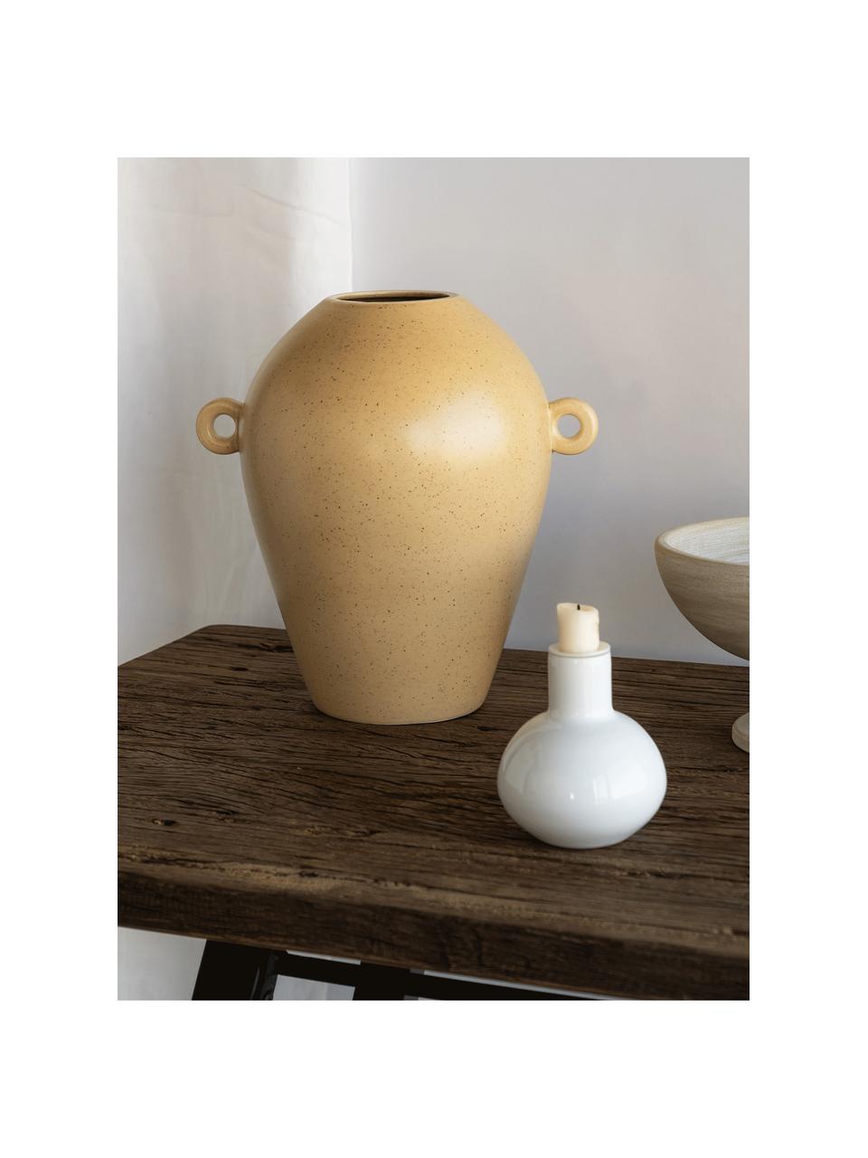Handgefertigte Keramik-Vase Quiet in Beige, Keramik, Beige, B 29 x H 30 cm