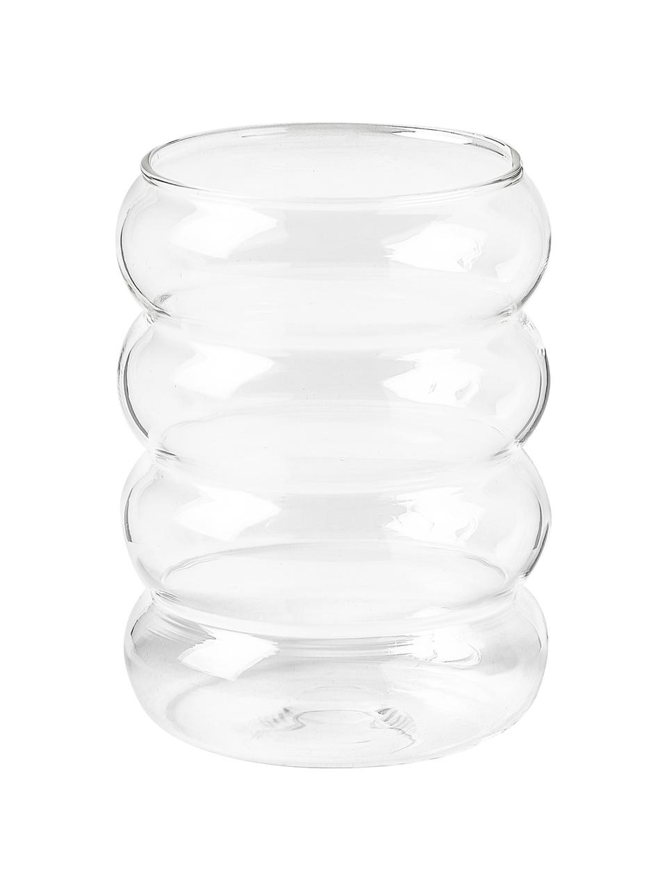 Ručne fúkané poháre na vodu Bubbly, 4 ks, Borosilikátové sklo, Priehľadná, Ø 8 x V 10 cm
