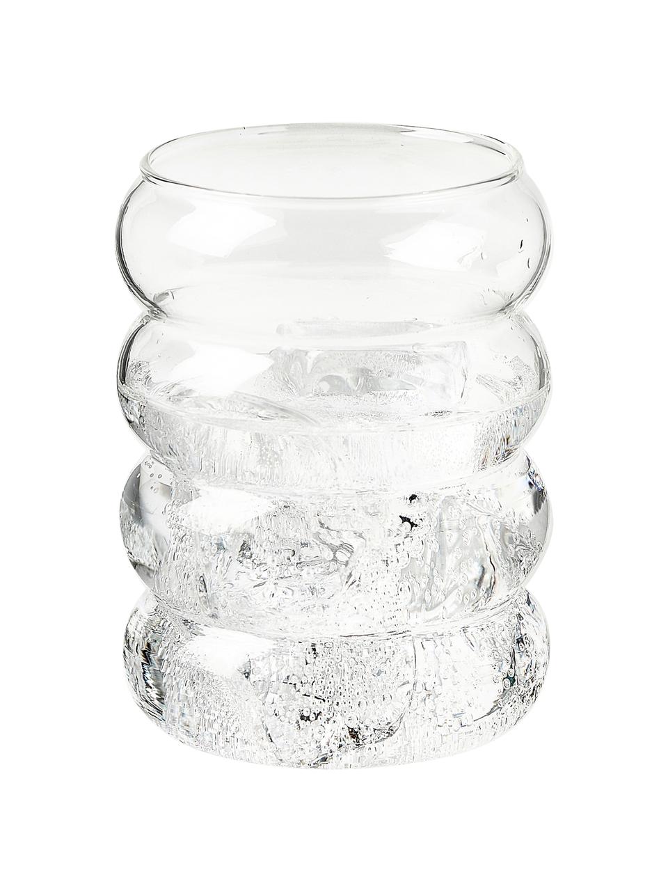 Bicchiere in vetro soffiato Bubbly 4 pz, Vetro borosilicato, Trasparente, Ø 8 x Alt. 10 cm