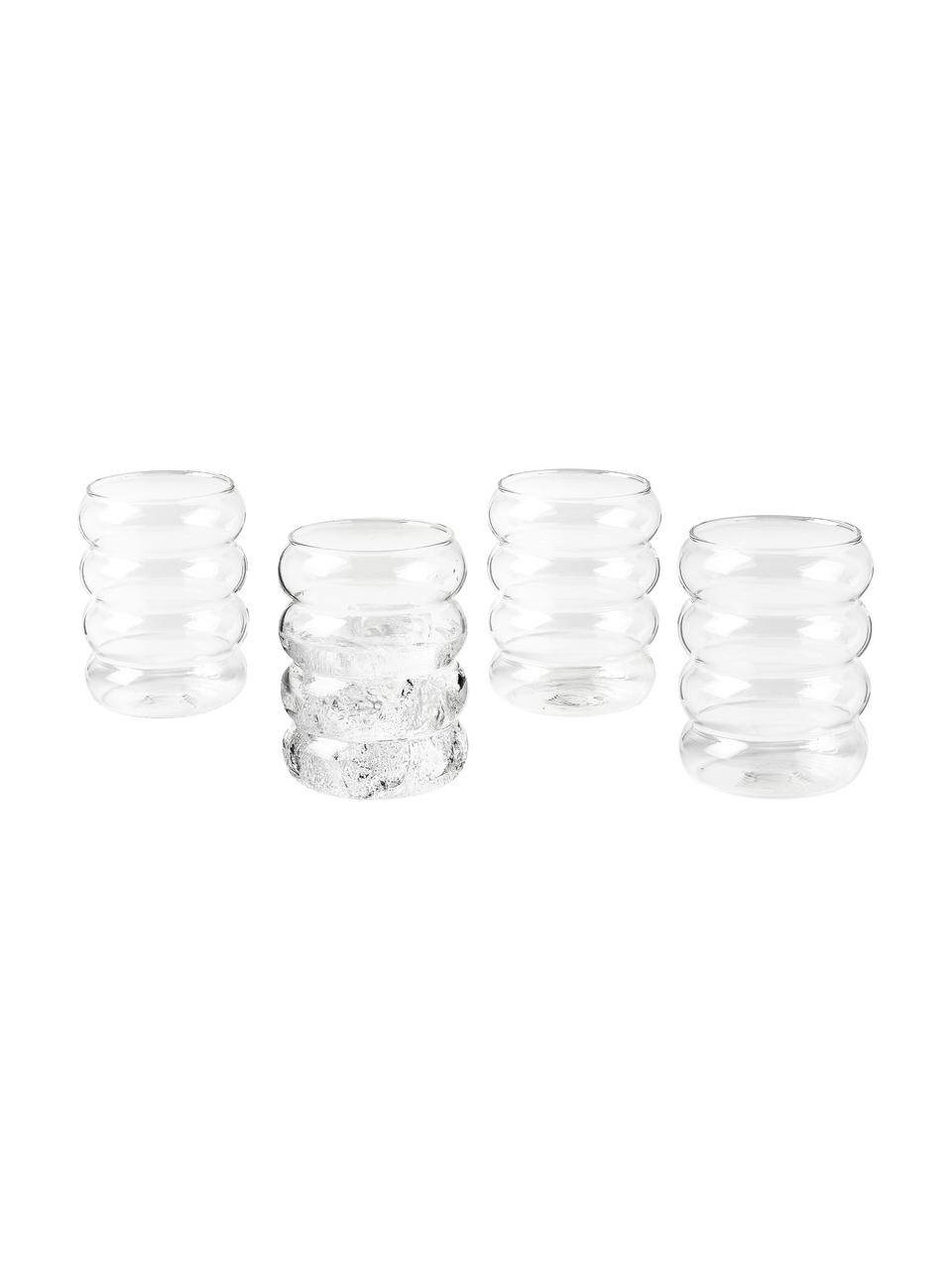 Vasos soplados artesanalmente Bubbly, 4 uds., Vidrio de borosilicato, Transparente, Ø 8 x Al 10 cm