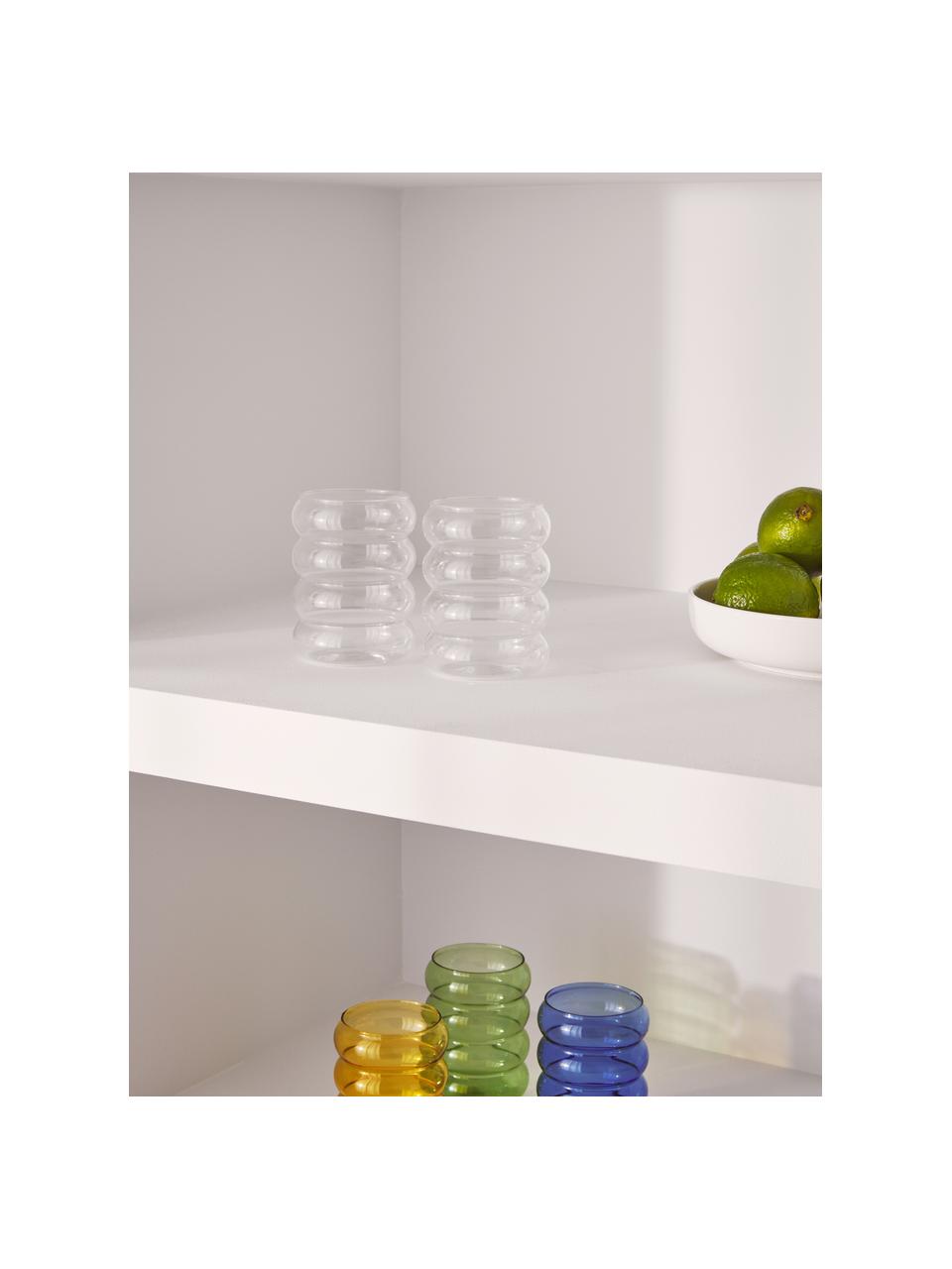 Bicchiere in vetro soffiato Bubbly 4 pz, Vetro borosilicato, Trasparente, Ø 8 x Alt. 10 cm