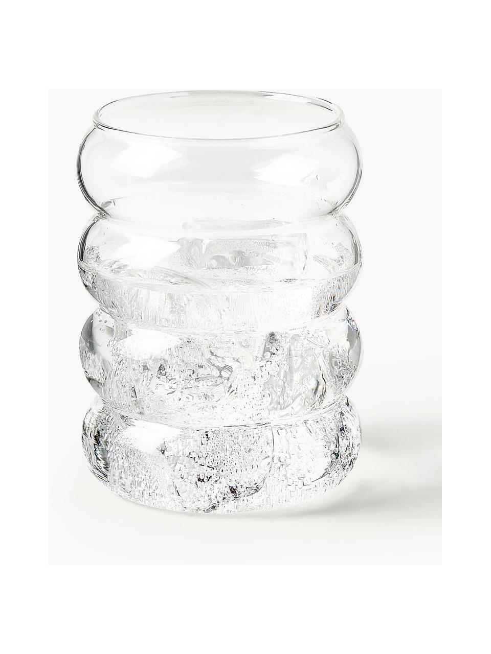 Mundgeblasene Wassergläser Bubbly, 4 Stück, Borosilikatglas, Transparent, Ø 8 x H 10 cm, 320 ml