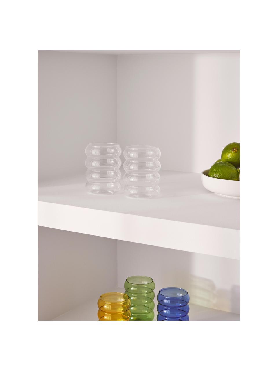 Ručně foukané sklenice Bubbly, 4 ks, Borosilikátové sklo, Transparentní, Ø 8 cm, V 10 cm, 320 ml