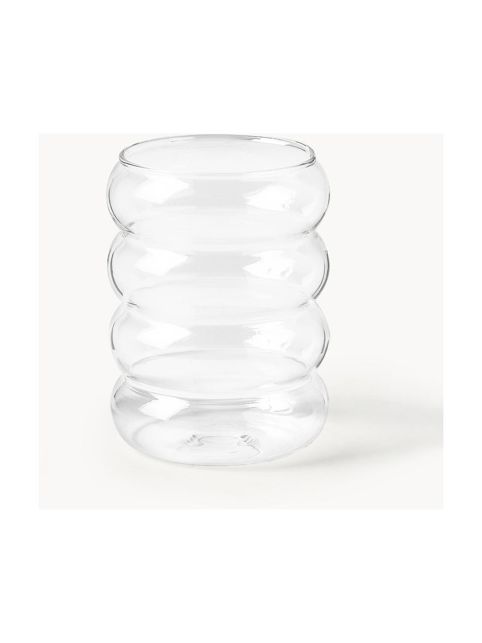 Bicchieri in vetro soffiato Bubbly 4 pz, Vetro borosilicato, Trasparente, Ø 8 x Alt. 10 cm, 320 ml