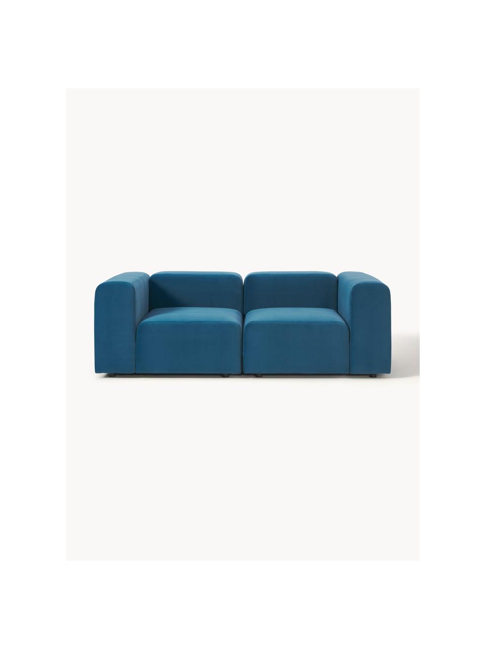 Samt-Modulares Sofa Lena (3-Sitzer), Bezug: Samt (100 % Polyester) De, Gestell: Kiefernholz, Schichtholz,, Füße: Kunststoff, Samt Petrol, B 209 x T 106 cm