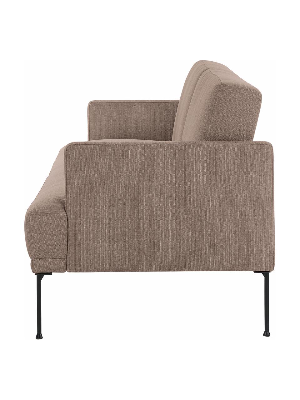 Divano letto 3 posti Fluente, Rivestimento: 80% poliestere, 20% Ramie, Struttura: legno di pino massiccio, , Piedini: metallo verniciato a polv, Tessuto taupe, Larg. 220 x Alt. 86 cm