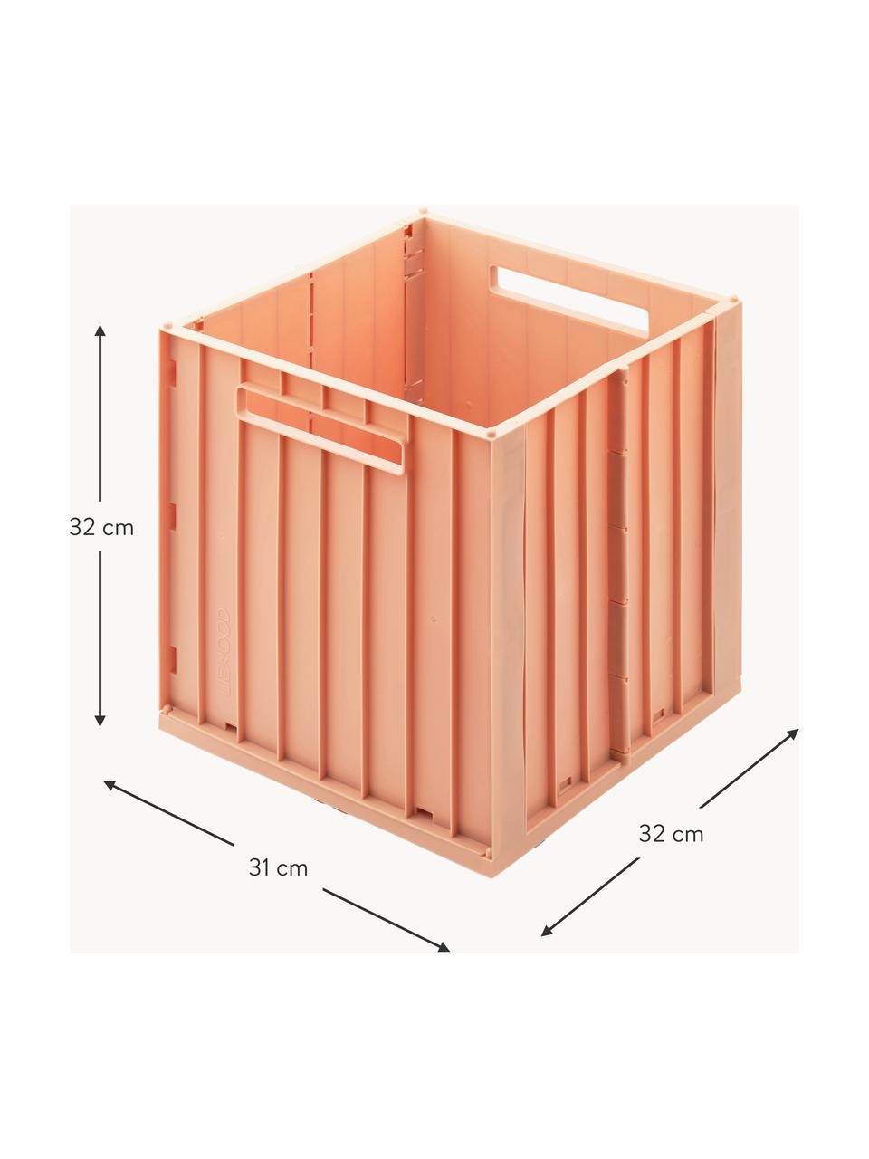 Boîte de rangement pliable avec couvercle Elijah, 60 % recyclé plastique, 40 % plastique, Pêche, larg. 32 x prof. 31 cm