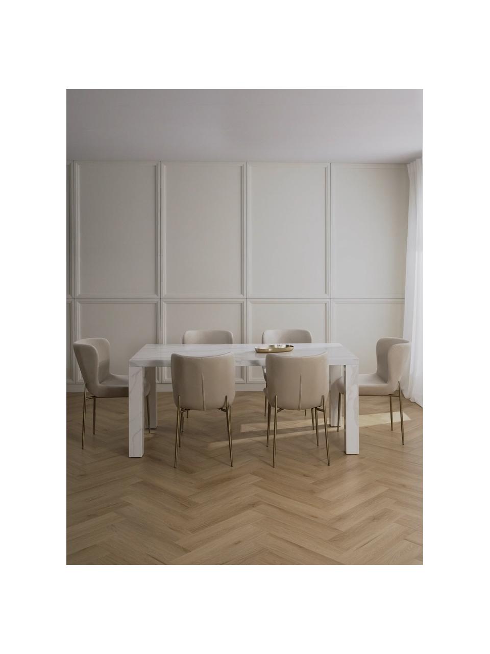 Table aspect marbre Carl, 180 x 90 cm, MDF avec papier adhésive aspect marbre, Blanc, marbré, larg. 180 x prof. 90 cm