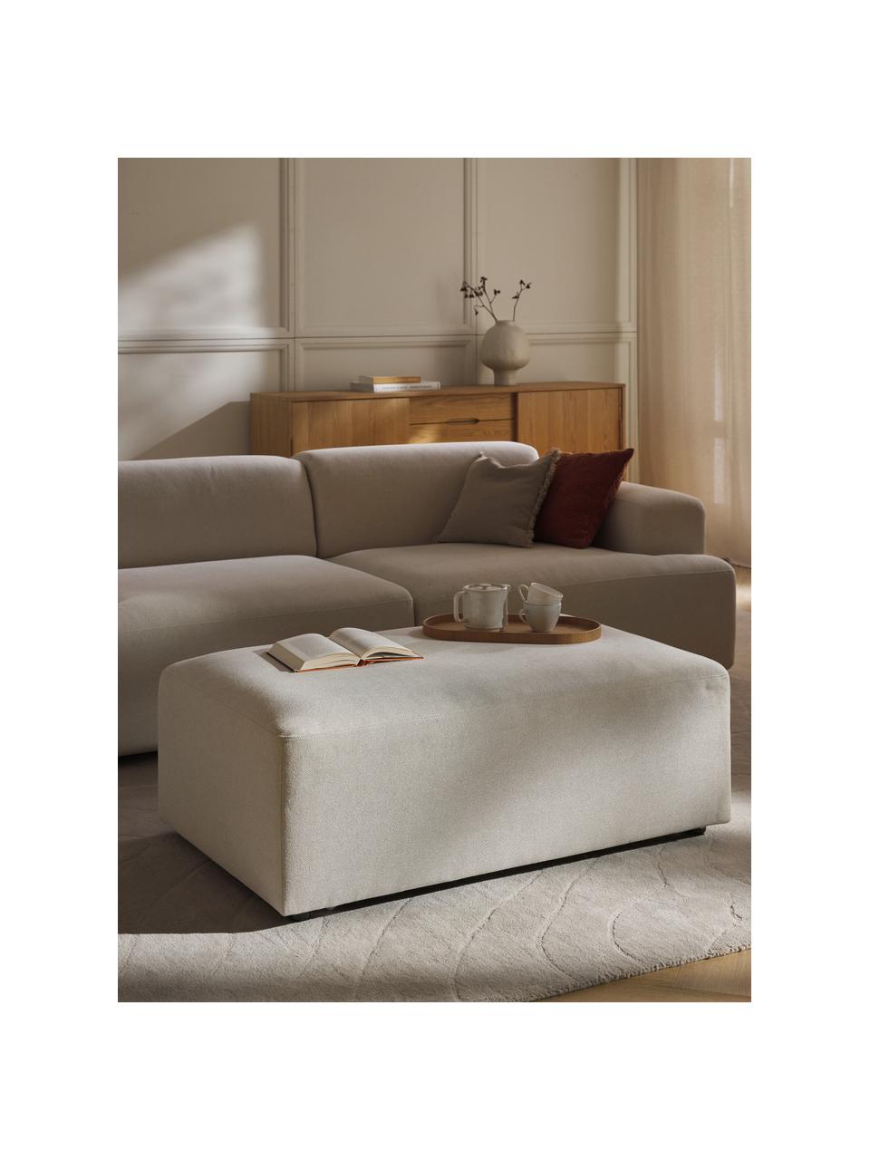 Pouf XL Melva, larg 116 x prof. 72 cm, Tissu blanc cassé, larg. 116 x prof. 72 cm