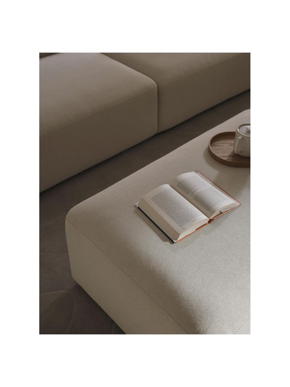 Pouf XL Melva, Tissu blanc cassé, larg. 116 x prof. 72 cm