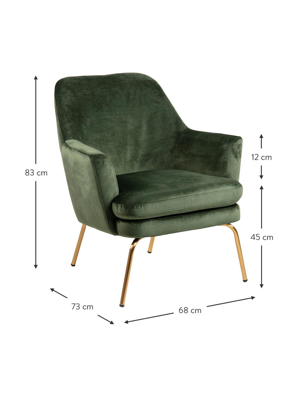 Fauteuil cocktail en velours vert Chisa, Velours vert forêt